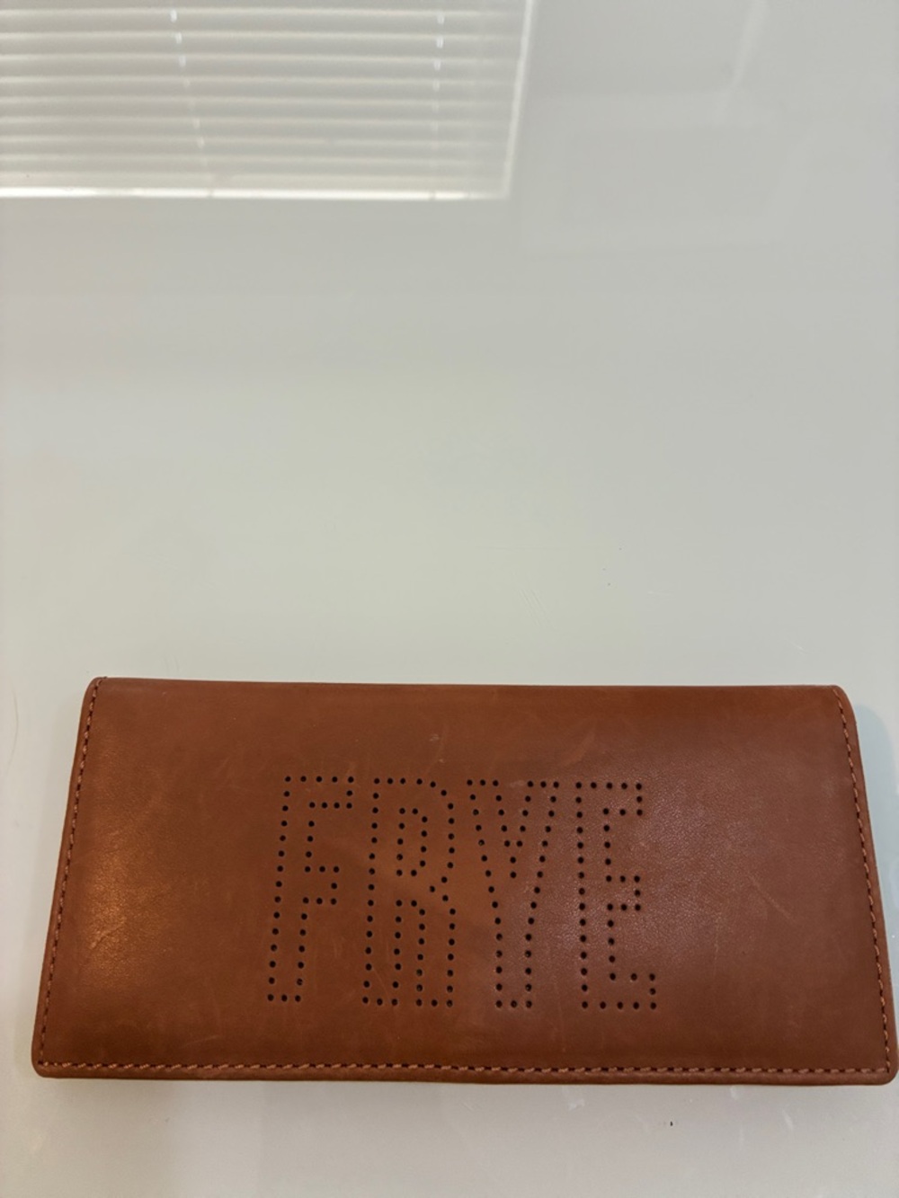 Frye Cognac Perforated Leather Long Wallet